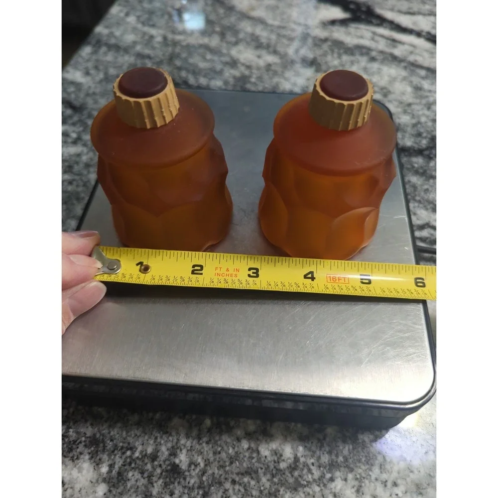 3 Vintage Faroy Amber Frosted Tulip Candle Cups With Pegs